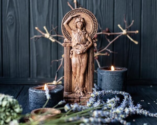 【Wood Sculpture】Fortuna statue, Tyche-Fortuna, Lady Luck figurine, Greek goddess, pagan goddess, wiccan, wicca, altar, druid, witches things, ritual