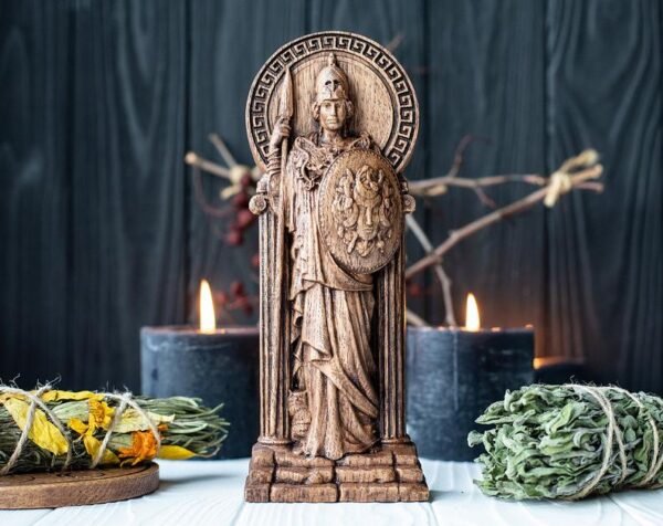 【Wood Sculpture】Athena statue, Greek goddess, ancient, war, victory, wisdom, knowledge, figurine, heathen, wiccan, wicca, altar, witches things