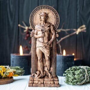 il_794xN.2506278004_gata 【Wood Sculpture】Hermes, Hermes figurine Greek god pagan god Olympian god wiccan wicca altar druid witch gaelic