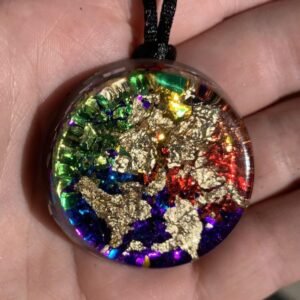 Orgone Energy~Seven Chakras Orgone Energy Gold Flakes Pendant