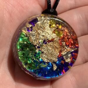 Orgone Energy~Seven Chakras Orgone Energy Gold Flakes Pendant