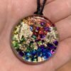 Orgone Energy~Seven Chakras Orgone Energy Gold Flakes Pendant