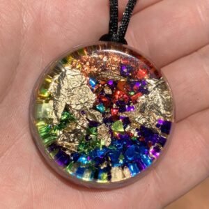 Orgone Energy~Seven Chakras Orgone Energy Gold Flakes Pendant