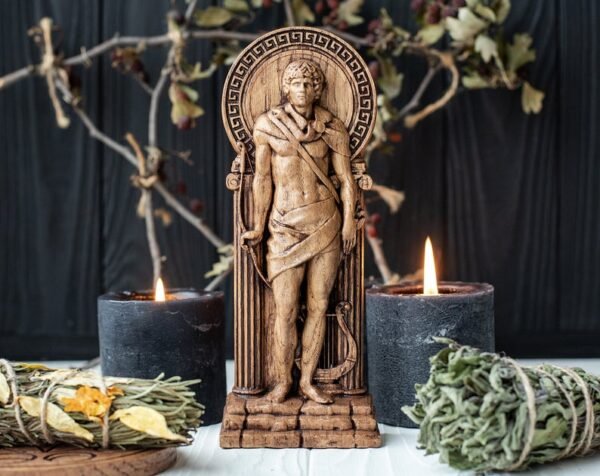 【Wood Sculpture】Apollo, Apollon figurine Greek god pagan god Olympian god wiccan wicca altar druid witch gaelic