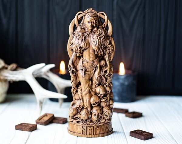 【Wood Sculpture】Hel, norse pantheon, viking pagan asatru heathen goddess and god scandinavian gods altar mythology