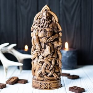 【Wood Sculpture】Thor, Norse pantheon, viking pagan asatru heathen god and goddess Scandinavian gods altar mythology
