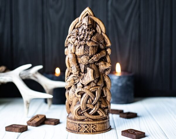 【Wood Sculpture】Thor, Norse pantheon, viking pagan asatru heathen god and goddess Scandinavian gods altar mythology