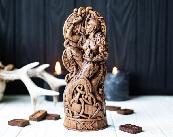 【Wood Sculpture】Loki, Norse pantheon, viking pagan asatru heathen god and goddess Scandinavian gods altar mythology