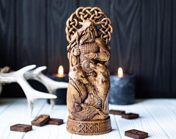 【Wood Sculpture】Odin, Wotan, Allfather, viking pagan asatru heathen god and goddess norse gods altar mythology