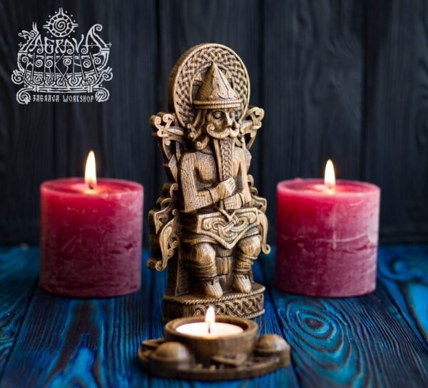 【Wood Sculpture】Thor statue, Mjollnir, Ragnarok, norse gods, wood carving altar heathen asatru viking god and goddes sculpture wooden scandinavian pantheon