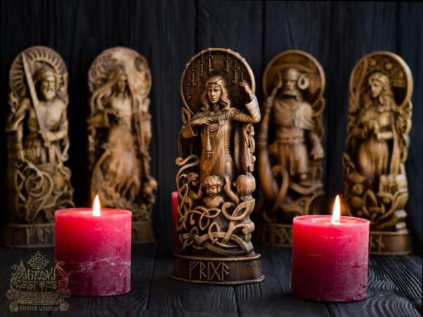 【Wood Sculpture】Frigg statue, Friga, Frigga, norse gods, wood carving altar heathen asatru viking god and goddes sculpture wooden scandinavian pantheon