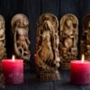 【Wood Sculpture】Hel statue, norse goddess Hela death asatru viking god scandinavian pantheon wood carving altar sculpture pagan paganism