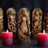 【Wood Sculpture】Hel statue, norse goddess Hela death asatru viking god scandinavian pantheon wood carving altar sculpture pagan paganism