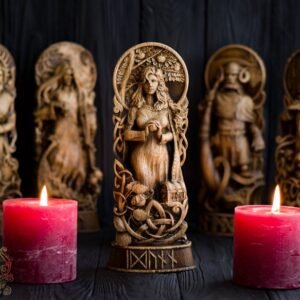 il_794xN.2857169214_q9q2 【Wood Sculpture】Idunn statue, Iduna, Iðunn, norse gods, wood carving altar heathen asatru viking god and goddes sculpture wooden scandinavian pantheon