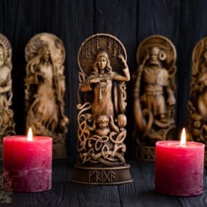 il_794xN.2904822831_aeh1 【Wood Sculpture】Frigg statue, Friga, Frigga, norse gods, wood carving altar heathen asatru viking god and goddes sculpture wooden scandinavian pantheon