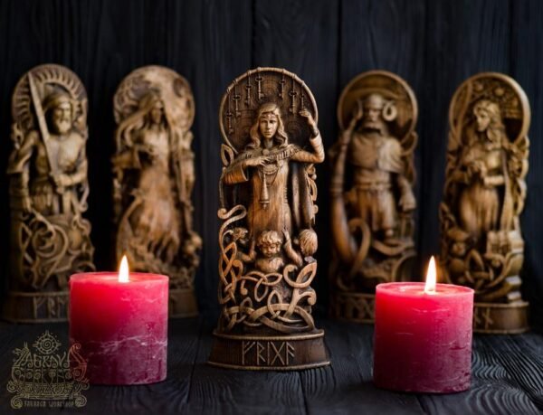 【Wood Sculpture】Frigg statue, Friga, Frigga, norse gods, wood carving altar heathen asatru viking god and goddes sculpture wooden scandinavian pantheon