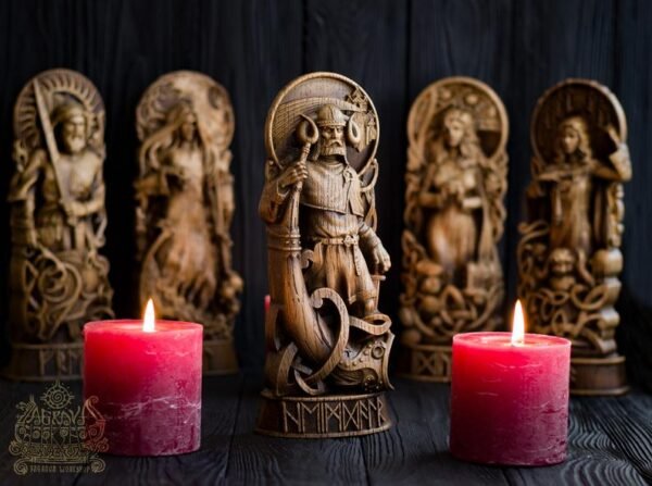 【Wood Sculpture】Heimdal, Heimdallr, Heimdall, Scandinavian pantheon viking pagan asatru heathen god and goddess norse gods altar mythology Wood Sculpture