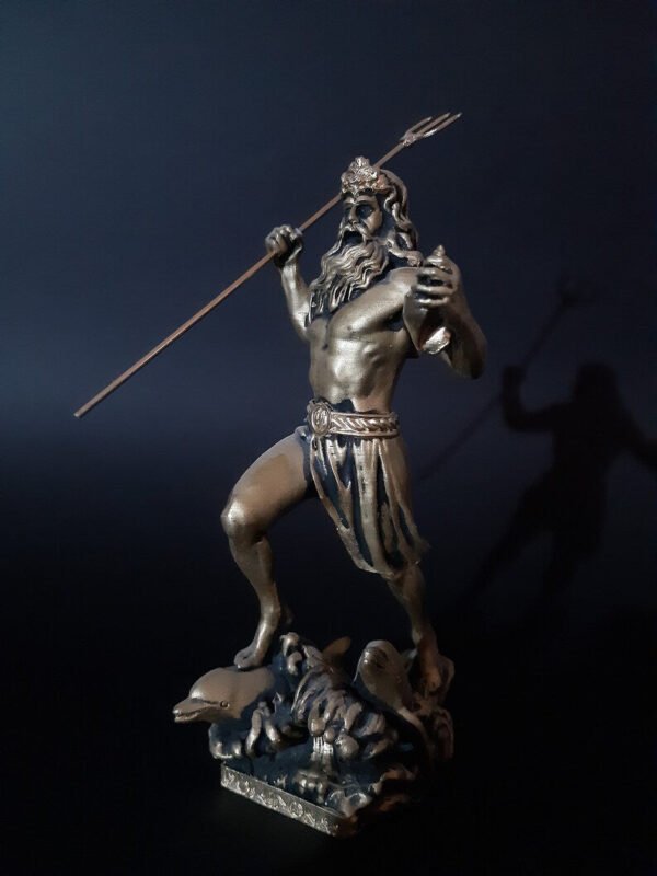 Wiccan Collection~Poseidon Greek Roman God Statue Handmade Bronze Alabaster Sculpure 18cm