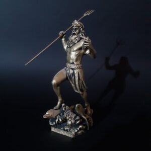 Wiccan Collection~Poseidon Greek Roman God Statue Handmade Bronze Alabaster Sculpure 18cm