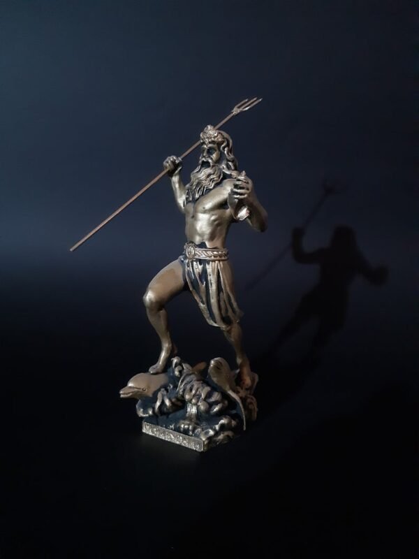 Wiccan Collection~Poseidon Greek Roman God Statue Handmade Bronze Alabaster Sculpure 18cm