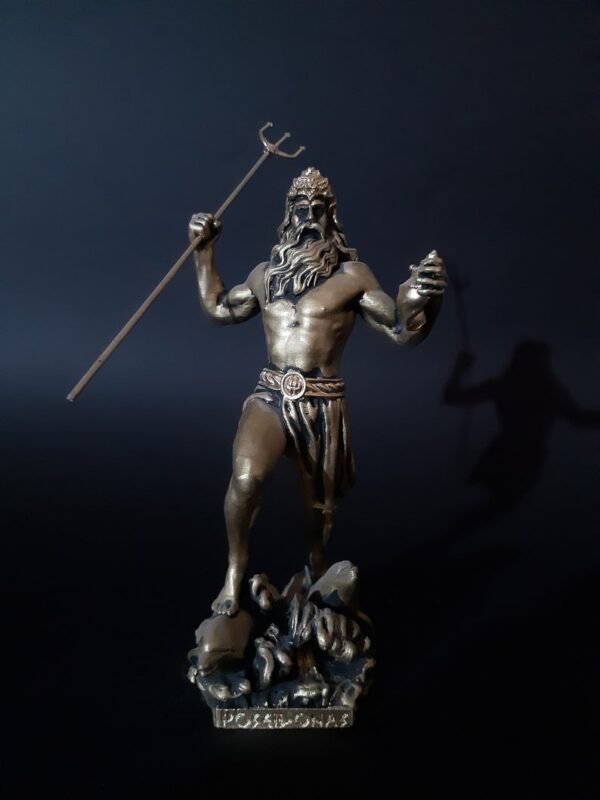 Wiccan Collection~Poseidon Greek Roman God Statue Handmade Bronze Alabaster Sculpure 18cm