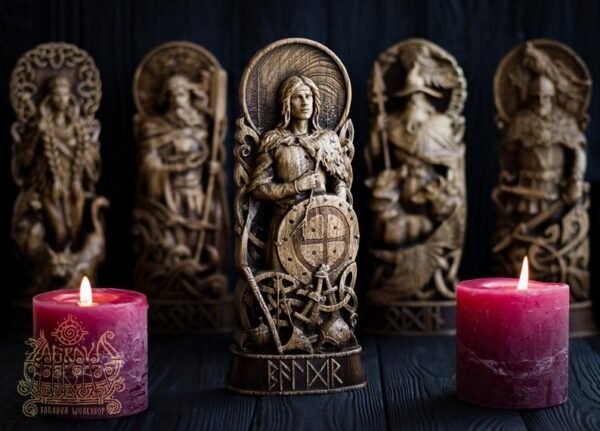 【Wood Sculpture】Baldr statue, Norse pagan decor, Wood carving sculpture, Mythology art