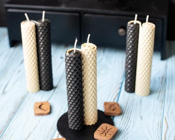 BLACK AND WHITE Candle 13cm, home altar, beeswax, candlestick, witchy, magiс, ritual, witch, celtic, norse, wicca, handmade, occult