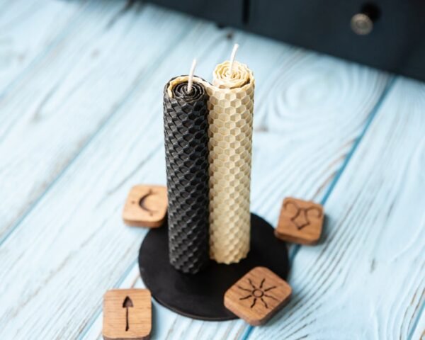 BLACK AND WHITE Candle 13cm, home altar, beeswax, candlestick, witchy, magiс, ritual, witch, celtic, norse, wicca, handmade, occult