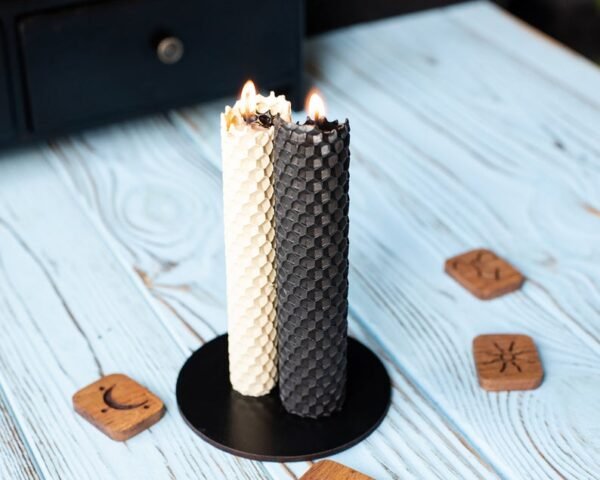 BLACK AND WHITE Candle 13cm, home altar, beeswax, candlestick, witchy, magiс, ritual, witch, celtic, norse, wicca, handmade, occult