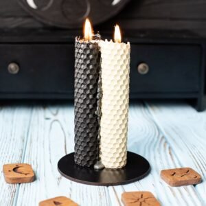 BLACK AND WHITE Candle 13cm, home altar, beeswax, candlestick, witchy, magiс, ritual, witch, celtic, norse, wicca, handmade, occult