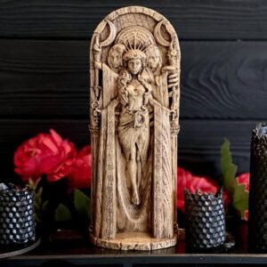 il_794xN.3018356791_hbz3 【Wood Sculpture】Hecate statue, Greek goddess, for pagan home altar kit, wicca statue, witches, Hecate key