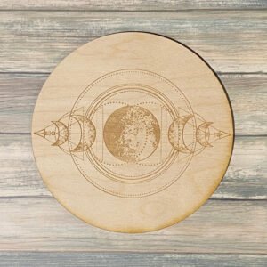Crystal Grid~Moon Phase Crystal Grid #2 - Altar Decoration - Wood Crystal Grid - Moon Phases