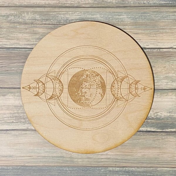 Crystal Grid~Moon Phase Crystal Grid #2 - Altar Decoration - Wood Crystal Grid - Moon Phases
