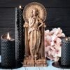 【Wood Sculpture】Persephone with SKULL, goddess of spring, greek statue, Kore figurine, queen of the underworld, pagan, wiccan, wicca, altar, witches