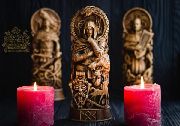 【Wood Sculpture】Loki, Wood, Norse pantheon, viking pagan asatru heathen god and goddess Scandinavian gods altar mythology Wood Sculpture odin statue