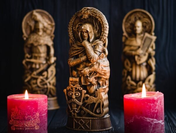 【Wood Sculpture】Loki, Wood, Norse pantheon, viking pagan asatru heathen god and goddess Scandinavian gods altar mythology Wood Sculpture odin statue