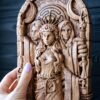 【Wood Sculpture】Hecate statue 15", Greek goddess, for pagan home altar, wicca statue, witches, Hecate key, Triple goddess