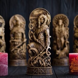 【Wood Sculpture】Skadi statue, Skathi, Skade, norse gods, wood carving altar heathen asatru viking god and goddes sculpture wooden scandinavian pantheon