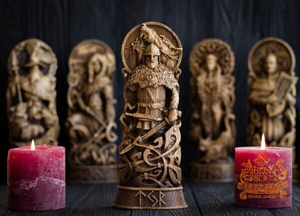 【Wood Sculpture】Tyr, Wood, Norse pantheon, viking pagan asatru heathen god and goddess Scandinavian gods altar mythology Wood Sculpture, Fenrir, Odin, Wotan
