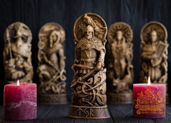 【Wood Sculpture】Tyr, Wood, Norse pantheon, viking pagan asatru heathen god and goddess Scandinavian gods altar mythology Wood Sculpture, Fenrir, Odin, Wotan
