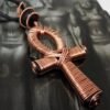 Home Decor~Shungite, Copper Coiled Ankh Pendant. 2 size option.