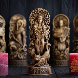 il_794xN.3144155813_pm0s 【Wood Sculpture】Freyja statue, Freya, Vanadís, norse gods, wood carving altar heathen asatru viking god and goddes sculpture wooden scandinavian pantheon