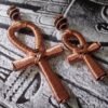 Home Decor~Shungite, Copper Coiled Ankh Pendant. 2 size option.