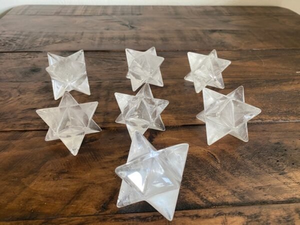 Home Decor~Clear Quartz Merkaba with silver and/or rainbow inclusions