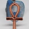 Home Decor~Shungite, Copper Coiled Ankh Pendant. 2 size option.