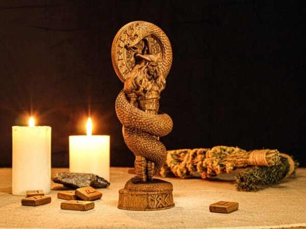 Wood Sculpture Collection-Loki Statue, Loki Altar Figurine, Carved Pagan Statue, Viking Decor, Norse Mythology, Asatru, Viking Altar, Loki Viking God, Pagan Figure