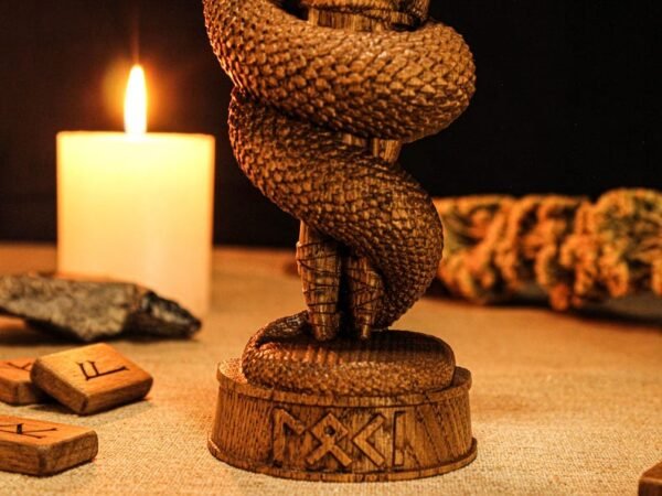 Wood Sculpture Collection-Loki Statue, Loki Altar Figurine, Carved Pagan Statue, Viking Decor, Norse Mythology, Asatru, Viking Altar, Loki Viking God, Pagan Figure