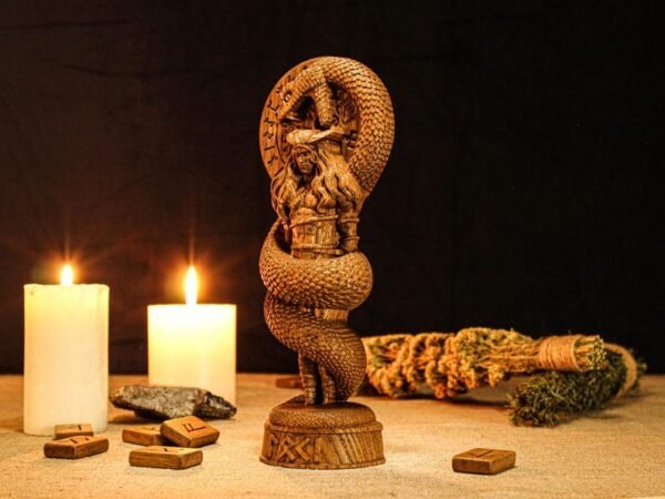 Wood Sculpture Collection-Loki Statue, Loki Altar Figurine, Carved Pagan Statue, Viking Decor, Norse Mythology, Asatru, Viking Altar, Loki Viking God, Pagan Figure