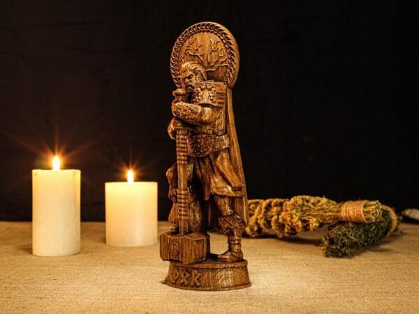 Thor Statue, Norse God Thor, Wooden Thor, Viking Statue, Norse Mythology, Asatru Altar, Norse God Figure, Pagan Home Decor, Pagan Altar
