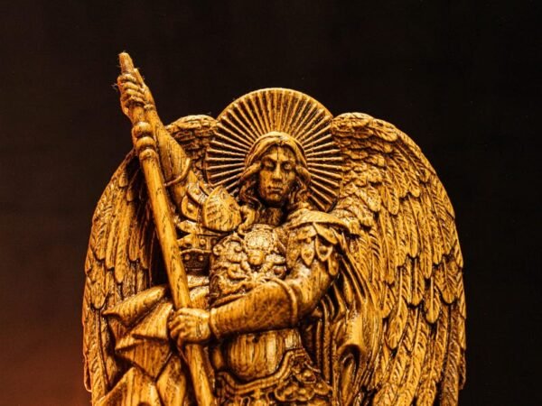 St. Michael Statue, Archangel Michael Carving, Catholic Saint Figurine, Guardian Angel Decor, Spiritual Protection Gift, St. Michael Icon